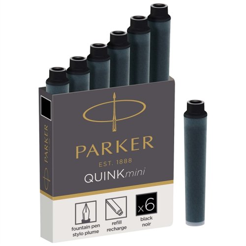 Mustekasetti Parker Quink Mini musta 6 kpl, hinta 3,47€