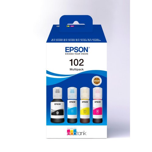 Värikasetti Mustepullo Epson T102 ecotank multipack 4-väri, hinta 54,80€