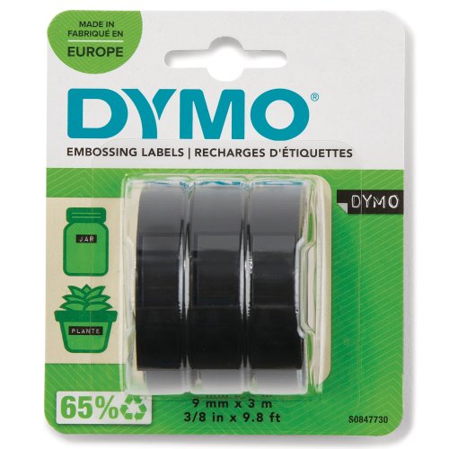 Nauha Dymo 9mm x 3m musta kohokirjoitintarra 3kpl, hinta 7,03€