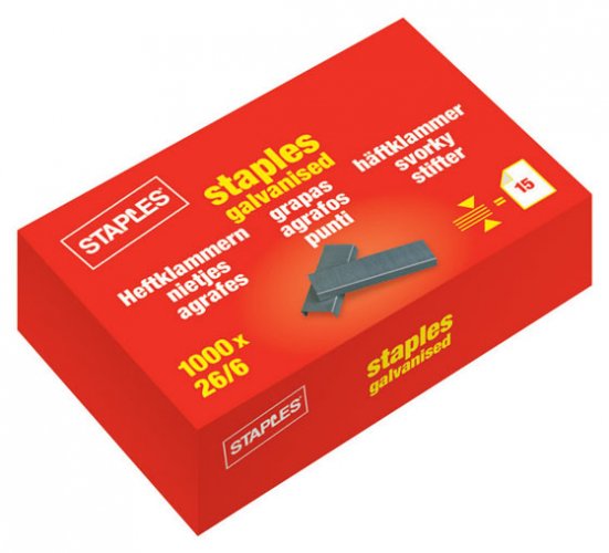 Niitti Staples 26/6 galvanoitu /1000, hinta 0,29€