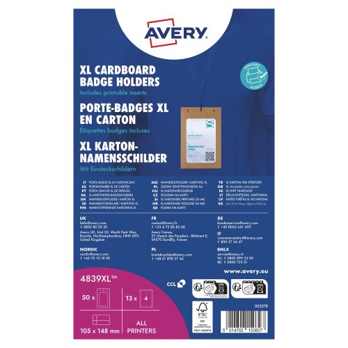 Nimikorttikotelo avery 4839xl a6 50kpl, hinta 101,26€