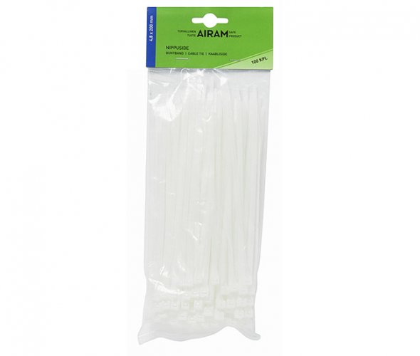 Nippuside Airam 4,8 x 200 mm valkoinen /100, hinta 3,46€