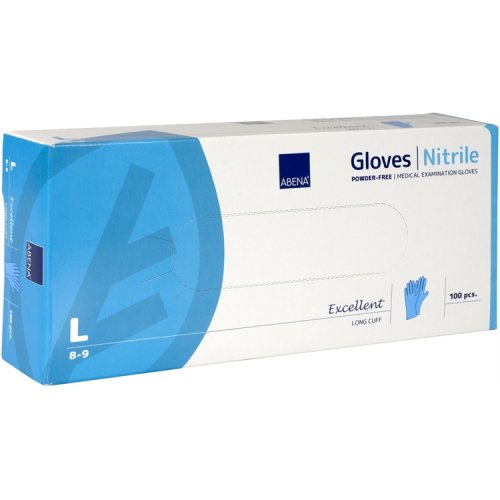 Nitriilikäsine Abena Excellent pitkä sininen L /100, hinta 8,77€