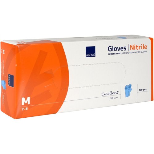 Nitriilikäsine Abena Excellent pitkä sininen M /100, hinta 8,77€