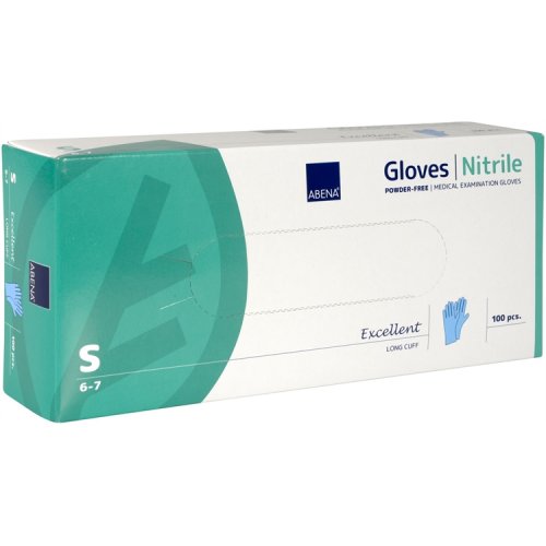 Nitriilikäsine Abena Excellent pitkä sininen S /100, hinta 10,10€