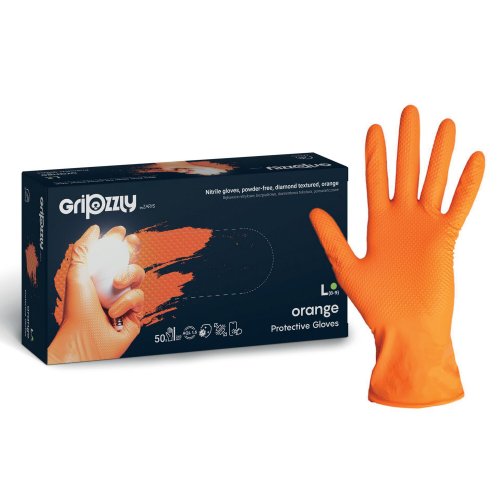 Nitriilikäsine Gripzzly puuteriton oranssi l, hinta 13€