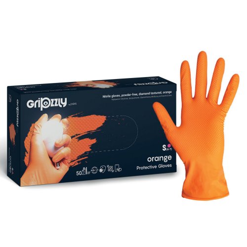 Nitriilikäsine Gripzzly puuteriton oranssi s, hinta 13€