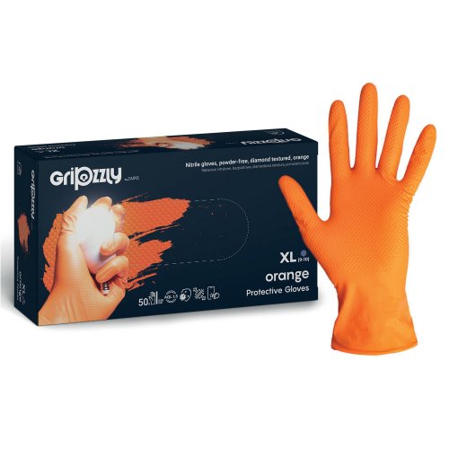 Nitriilikäsine Gripzzly puuteriton oranssi xl, hinta 13€