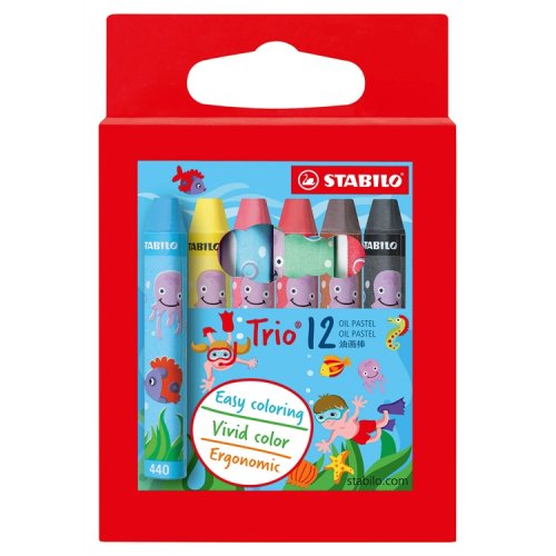 öljypastelliliitu STABILO Trio 2612 värilajitelma /12, hinta 2,42€