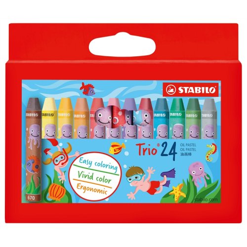 öljypastelliliitu STABILO Trio 2624 värilajitelma /24, hinta 4,78€