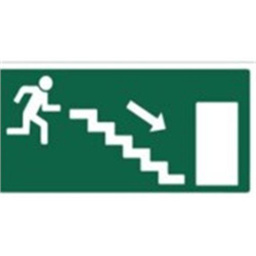 Opastekyltti poistumistie alas oikea, hinta 24,80€