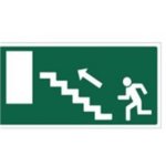 Opastekyltti poistumistie portaat ylös vasen