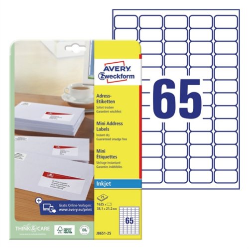 Osoitetarra Avery J8651-25 38,1 x 21,2 mm /1625, hinta 30,99€