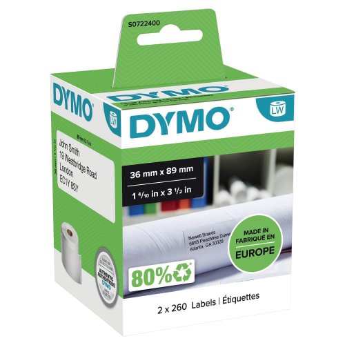Osoitetarra Nauha Dymo lw 89mm x 36mm valkoinen 2kpl, hinta 26,31€