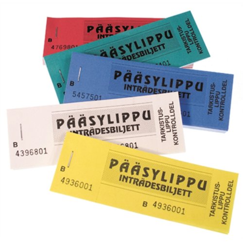 Pääsylippu numeroitu 100 kpl, hinta 1,86€
