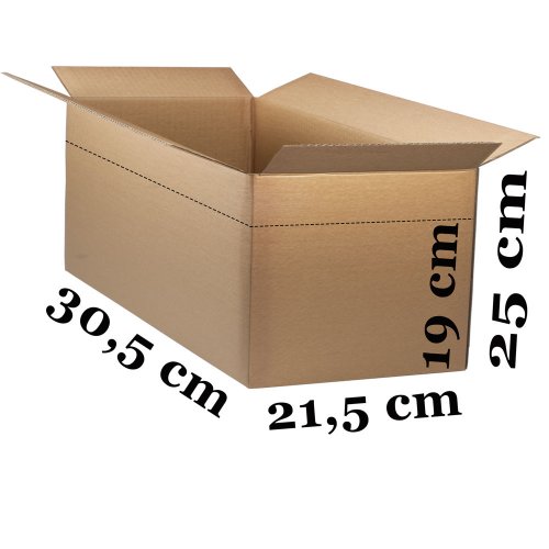 Pahvilaatikko 305 x 215 x 250/190mm, hinta 0,65€