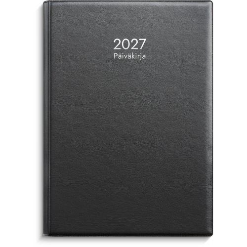 Päiväkirja 2027 musta muovi, hinta 7,52€