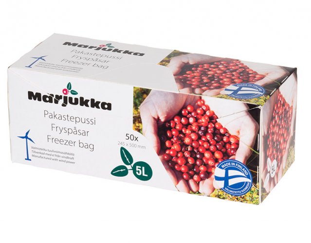 Pakastepussi Marjukka 5L 50kpl, hinta 1,76€