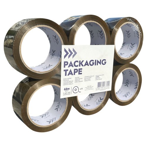 Pakkausteippi Lyreco budget pp 50mm x 66m ruskea 6kpl, hinta 8,81€
