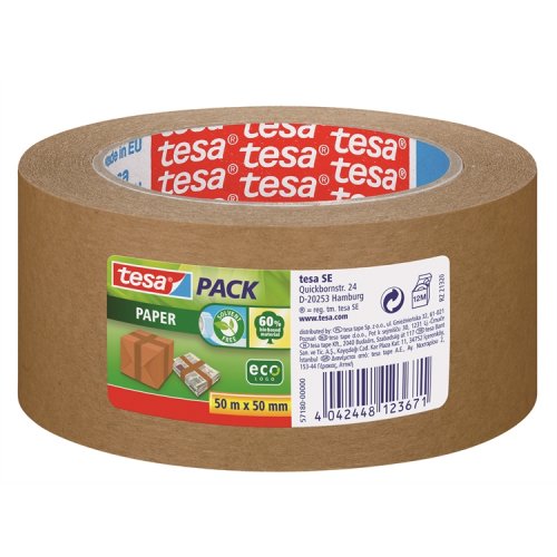 Pakkausteippi tesapack Paper ecoLogo 50 mm x 50 m ruskea, hinta 6,54€