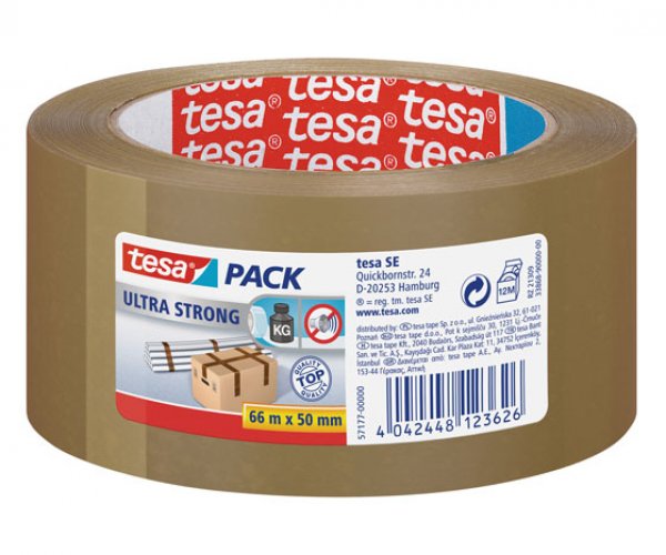 Pakkausteippi tesapack ultra strong PP 50 mm x 66 m ruskea, hinta 9,03€