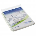 Paljetasku Lyreco a4 180mic pvc läpällinen kirkas 5kpl