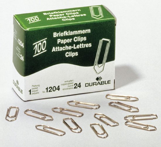 Paperiliitin Durable 26 mm kupari /100, hinta 0,58€