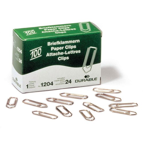 Paperiliitin Durable 26mm kuparoitu 100kpl, hinta 0,94€