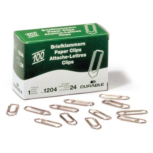 Paperiliitin Durable 26mm kuparoitu 100kpl, hinta 0,90€
