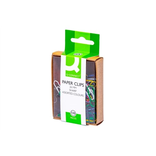 Paperiliitin Q-CONNECT 26 mm värillinen /125, hinta 0,62€