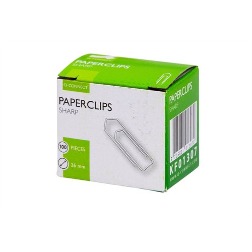 Paperiliitin Q-CONNECT galvanoitu 26 mm /100, hinta 0,22€