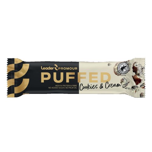 Patukka Leader puffed cookies & cream 40g gluteeniton 24kpl, hinta 58,32€