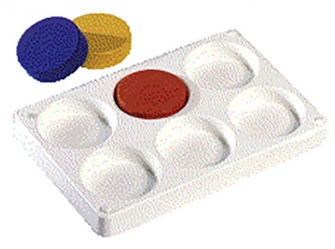 Peiteväripaletti 6 värinapille 57 mm kovamuovi, hinta 4,62€