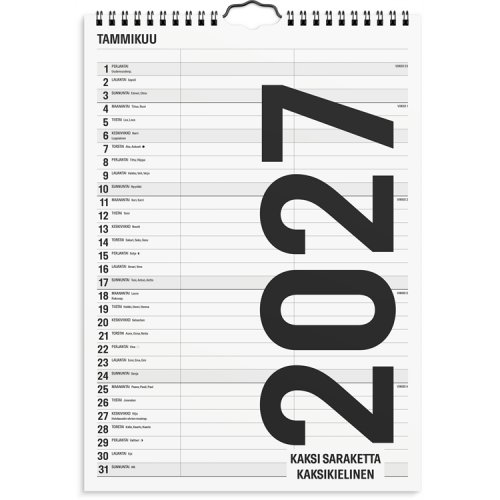 Perhekalenteri Black & White 2 saraketta 2027, hinta 16,46€