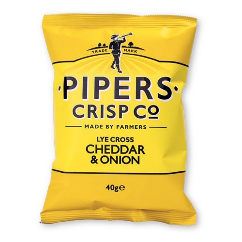 Perunalastu Pipers Lye Cross Cheddar & Onion Crisps 40 g, hinta 1,68€