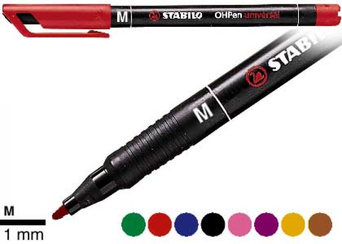 Piirtoheitinkynä Stabilo OHPen medium permanent punainen, hinta 0,66€