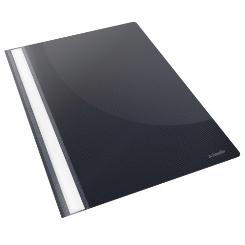 5857333 Pikanitojakansio musta Esselte on laadukas nitojakansio läpinäkyvällä mattakannella. Nitojakansiossa on täyspitkä merkintäliuska ja sormikolo molemmissa päissä.