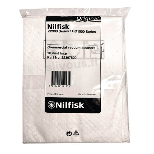 Pölypussi Nilfisk vp300,400,500 fleece 10kpl, hinta 88,80€