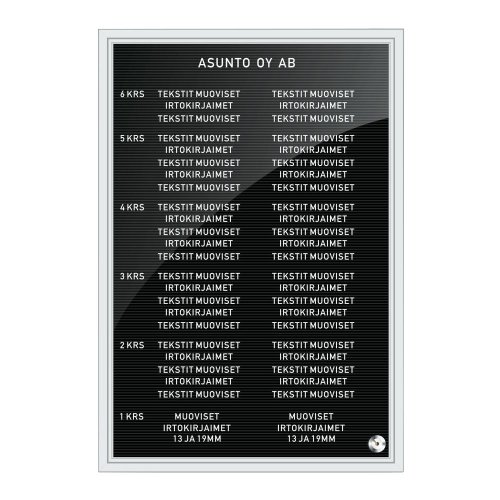 Porrastaulu / nimitaulu 450 x 600 mm lukolla, hinta 281,48€