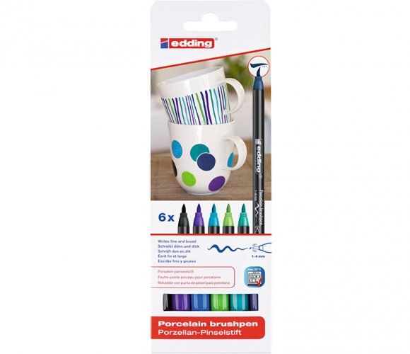 Posliinikynä Edding 4200 kylmä värilajitelma 6 kpl, hinta 6,60€