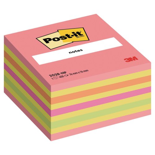 Muistilappukuutio Post-it® 2028np 76 x 76mm neonvärit, hinta 8,40€