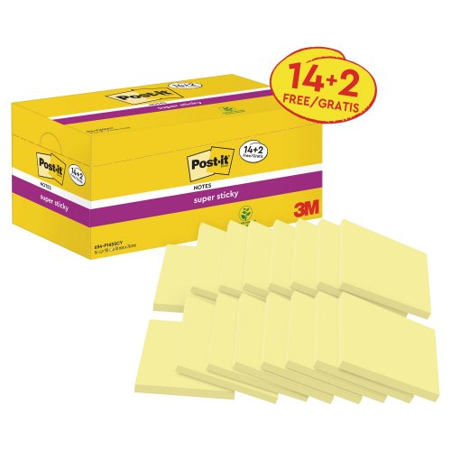 Post-it super sticky value pack notes 76x76mm yellow - pack of 16 pads 16kpl, hinta 23,60€