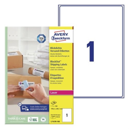 Postitustarra laser Avery L7167B-100 199,6x289,1 mm /100, hinta 61,92€