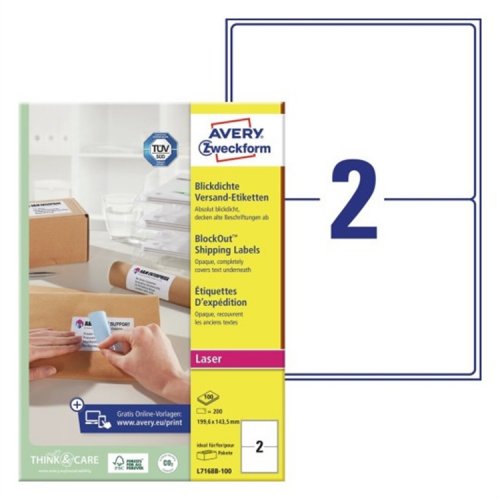 Postitustarra laser Avery L7168B-100 199,6x143,5 mm /200, hinta 61,92€