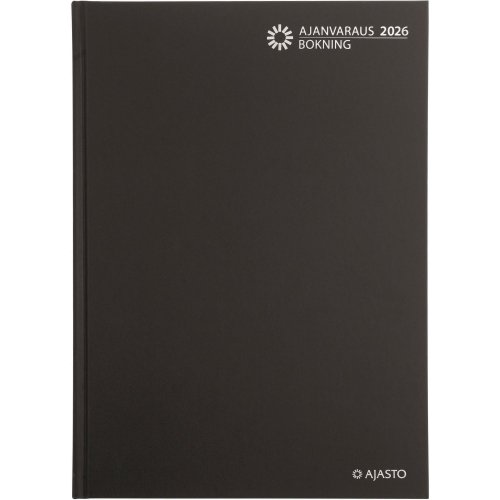 Pöytäkalenteri 2026 Ajasto ajanvaraus sidottu musta 210 x 297mm, hinta 41,07€