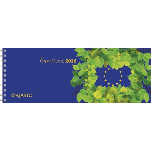 Pöytäkalenteri 2026 Ajasto euro memo monikielinen 255 x 95mm, hinta 4,27€