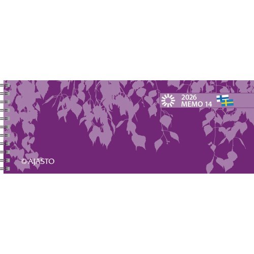 Pöytäkalenteri 2026 Ajasto memo 14 lila 255 x 95 mm, hinta 5,53€