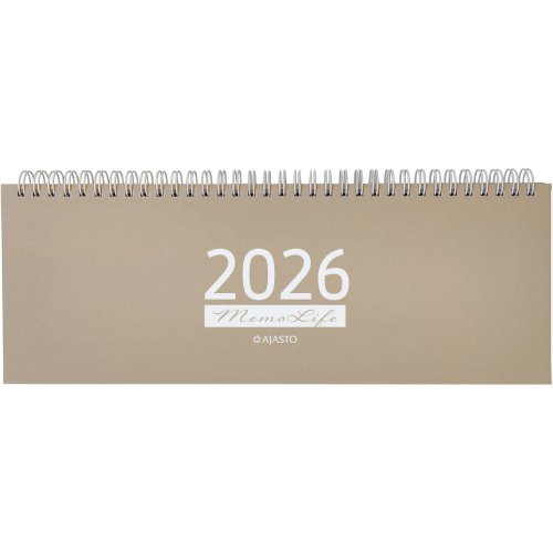 Pöytäkalenteri 2026 Ajasto memo life beige 297 x 105 mm, hinta 13,60€