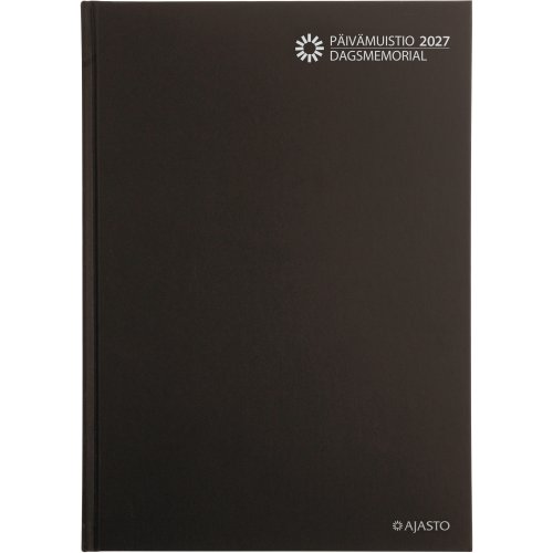 Pöytäkalenteri 2027 Ajasto päivämuistio sidottu musta 210 x 297mm, hinta 13,15€