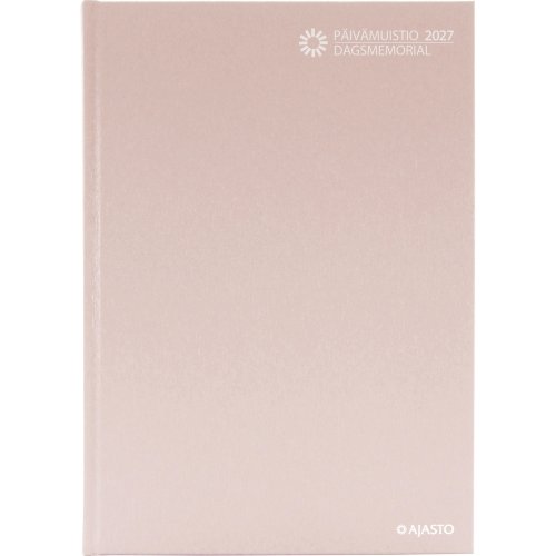 Pöytäkalenteri 2027 Ajasto päivämuistio sidottu vaalea roosa 210 x 297mm, hinta 13,15€